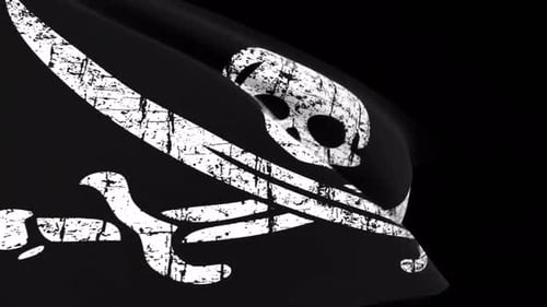 Distressed Grunge Pirate Flag Waving