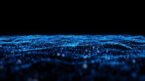 Classic blue abstract motion background shining particles wave loop motion