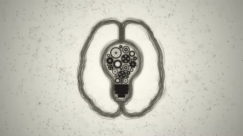 Animated Sketch Brain and Lightbulb with Gears for Idea Generation