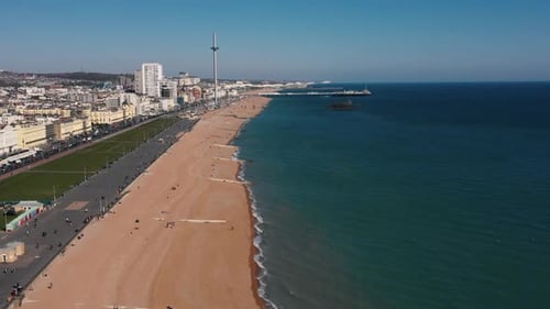 Brighton Coastline Aerial View on Sunny Day