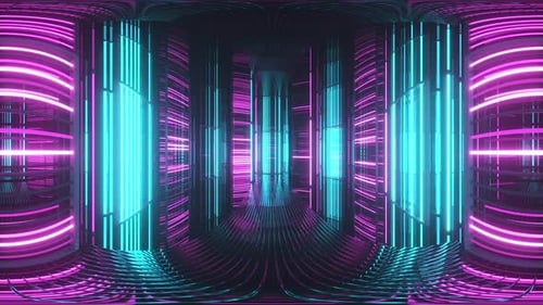 Abstract Neon Light Tunnel 360 Degree Loop Background