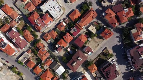 Aerial View of Red Roofs in an Urban Setting