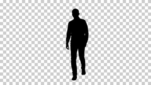 Silhouette man walking, Alpha Channel