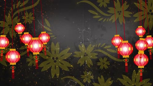 Animated Chinese New Year Red Lanterns Background Loop