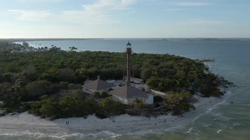 Picturesque Island with Lighthouse, Beach, Ocean View