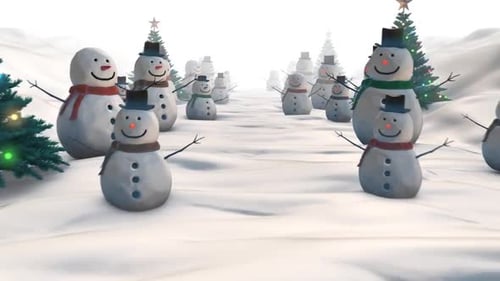 Animated Christmas Winter Wonderland with Snowmen and Trees Loop