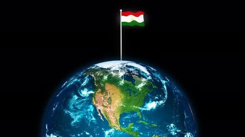 Waving Tajikistan Flag on Realistic Spinning Earth