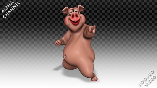 Happy 3D Animated Pig Character Points to Viewer