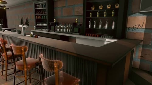 Modern Bar Counter Dynamic Neon Lighting Animation