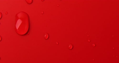 Abstract water drops on red background, macro, Bubbles close up