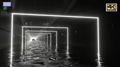 Abstract Geometric Light Tunnel Travel Background Loop