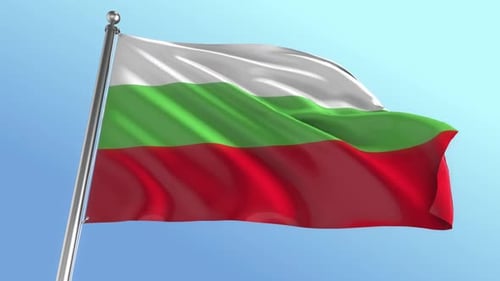 Realistic Bulgaria National Flag Waving against Clear Sky