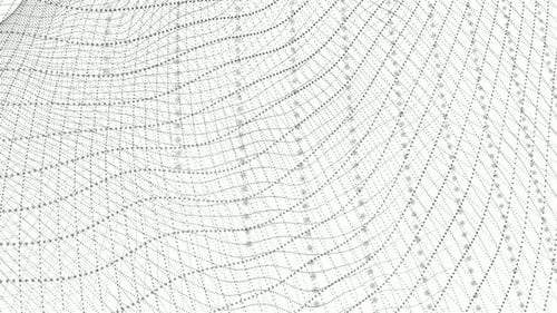 Graue digitale Partikellinie animiert auf weißem Hintergrund