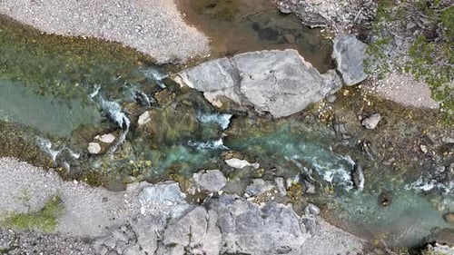 Texture of a mountain river Aerial view 4 K