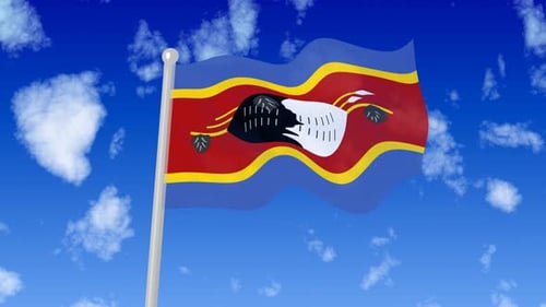 Eswatini Flag Waving In Blue Sky Animation