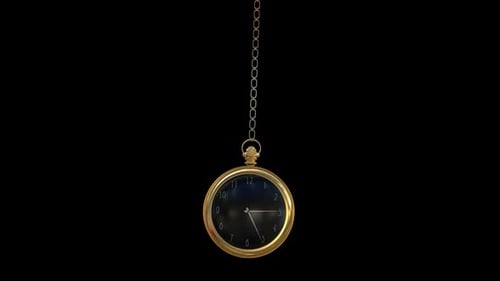 Golden Pocket Watch Swinging Pendulum Animation