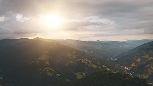 Aerial Alps Sunset Mountain Ridge Forest