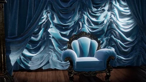 Luxurious Theater Curtain Stage with Chair