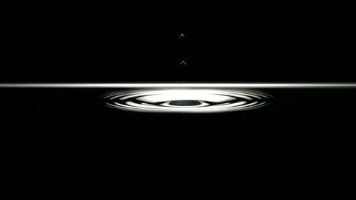 Water Droplet Creates Ripples on Black Background