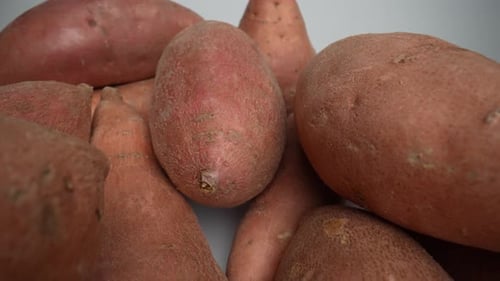 Heap of Fresh Sweet Potatoes in Close Up
