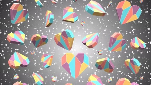 Colorful Geometric Hearts and Bars Floating Loop Animation