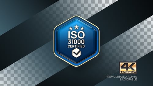 Certificación ISO 31000 Insignia giratoria Elemento de diseño de bucle 4K