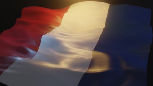 Realistic Waving French Flag with Dynamic Lighting