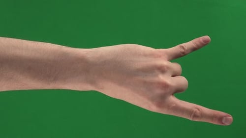 Collection of Male Hand Positive and Negative Gestures on a Green Screen