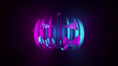 Pumpin Carved Like Jack O Lantern In Synth Wave Colors Looping Video Background