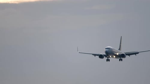 Airplane Coming in to Land at Golden Hour