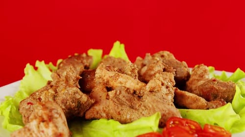 Delicious Meat with Lettuce and Tomatoes