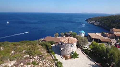Two windmills at cape Skinari (Zakynthos, Greece)