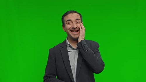 Portrait Astonished Guy with Open Mouth with Delight Hold Head From Incredible News Feels Shock Joy