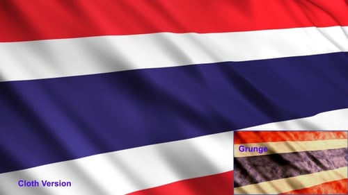 Waving Thailand Flag Loop with Clean and Grunge Versions