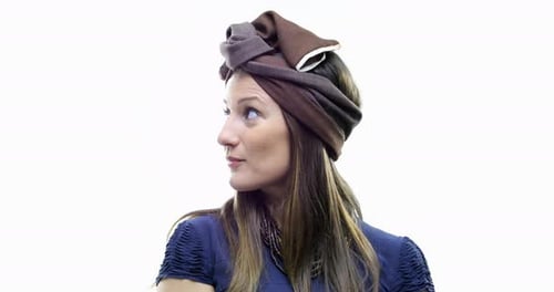 Woman Wearing Decorative Head Wrap Posing