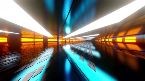 Futuristic Neon Tunnel Flight Loop Background