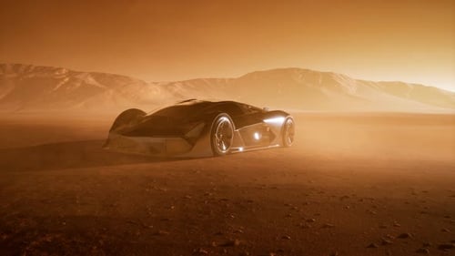 Supercar at Sunset in Desert