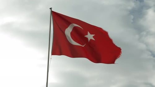 Turkish Flag Waving in the Wind