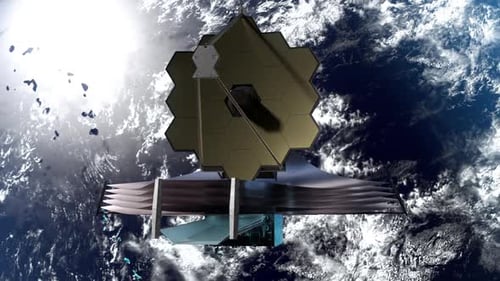 Advanced Space Telescope Deploying Above Earth 3D Animation