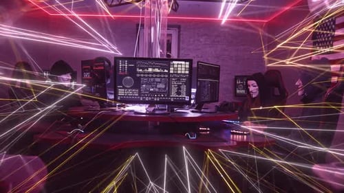 Dynamic Glowing Geometric Line Overlay Background