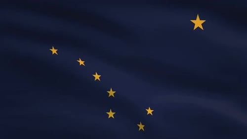 Waving Alaska State Flag Animation with Big Dipper Stars