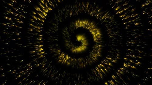 Golden Glowing Particles Spiral Abstract Loop Background