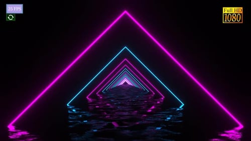 Futuristic Neon Triangle Tunnel Loop Animation