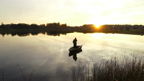 Aerial View of a Fisherman in a Boat