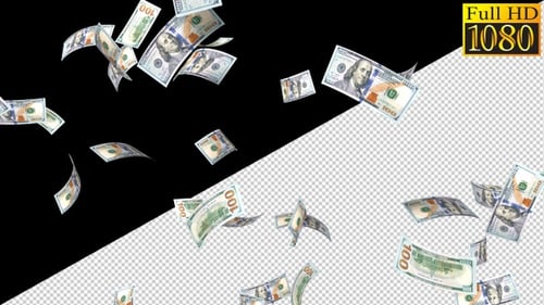 Falling Money 100 Dollars On Alpha Channel Loops V1