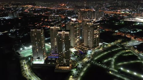 Night scape downtown Sao Paulo Brazil. Night city landscape of downtown district