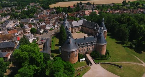 Aerial Drone Shot Tracking Around the Stunning Castle in France