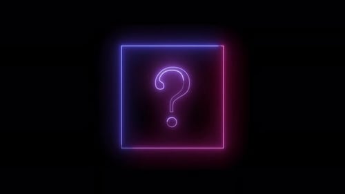 Animated Neon Question Mark in Glowing Square Loop