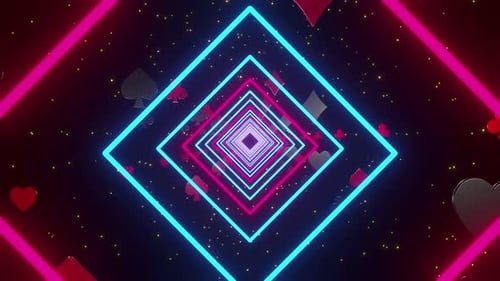 Dynamic Neon Playing Card Tunnel Loop Background