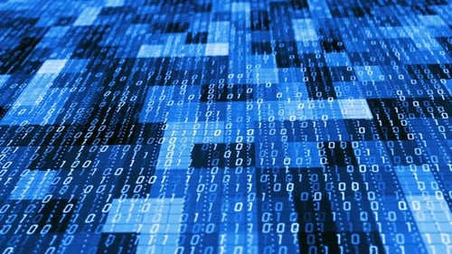 Blue Digital Binary Code Data Grid Animation Background